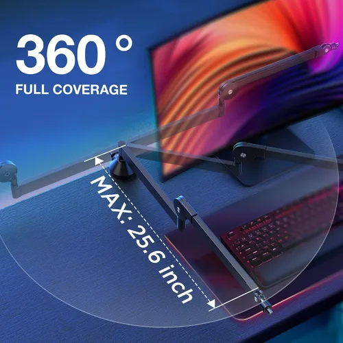 Vista 5 de InnoGear Brazo de micrófono de perfil bajo, brazo articulado de micrófono giratorio de 360°, soporte de micrófono para Fifine AM8 K669B Blue Yeti