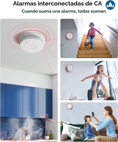 Vista 5 de SITERWELL Detector de humo fotoeléctrico alarma de humo 9V batería