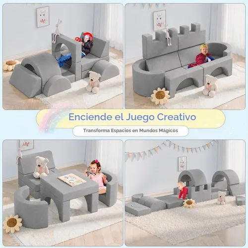 Vista 4 de Betterhood Sofá modular de 16 piezas para niños, sofá de espuma convertible