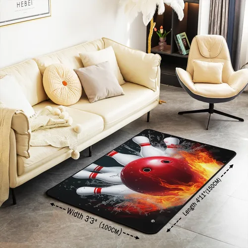 Vista 2 de Erosebridal Alfombra de área de fiesta de bolos para niños y niñas, alfombra de sala de estar de 3 x 5, alfombra con marco de agua y fuego