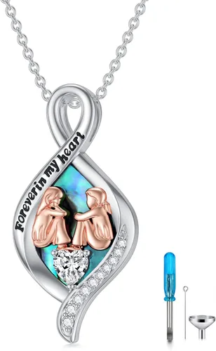 Vista 18 de WINNICACA 925 Sterling Silver Urn Necklaces for Ashes of Loved Ones A01-Tortuga marina-Oro blanco