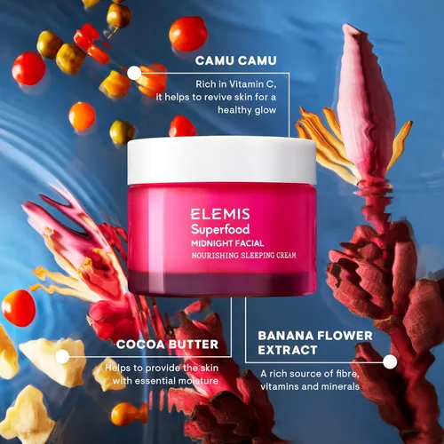 Vista 5 de ELEMIS Superfood Midnight Facial, crema facial hidratante, hidratante facial para piel seca, crema facial reafirmante, crema facial reafirmante