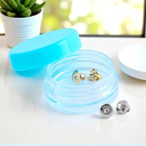Vista 2 de Everyday Elegance Pendientes sólidos de oro blanco de 14 quilates con dos piezas de repuesto para parte trasera de arete Tornillo roscado