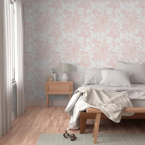 Vista 5 de Papel tapiz para despegar y pegar, peonías, rubor, flores, princesa, floral, para habitación de niñas, papel tapiz extraíble personalizado por