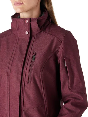 Vista 3 de Outdoor Ventures Chaqueta larga Softshell para mujer con capucha extraíble aislada, abrigo de invierno impermeable con forro polar cálido