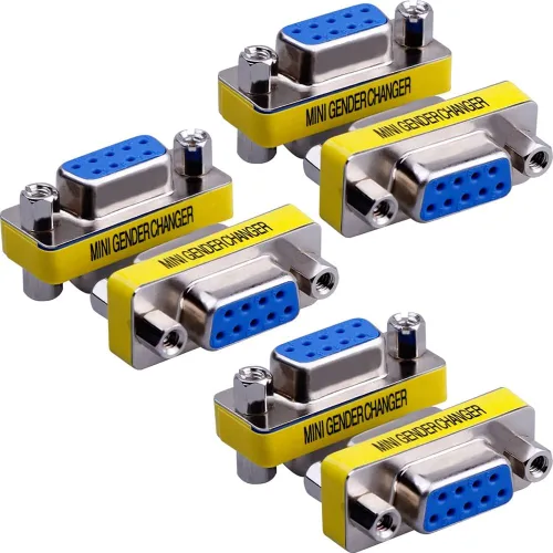 Vista 9 de Paquete de 6 unidades de 9 pines RS232 Serial Cable DB9 macho a macho Mini adaptador de cambiador de género conector acoplador