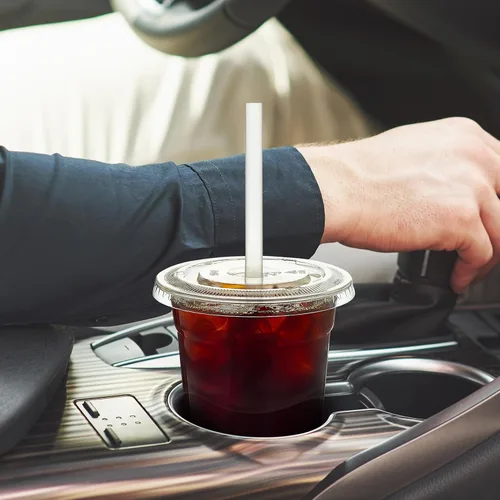 Vista 7 de Turbo Bee 200 juegos de vasos de plástico transparente de 12 onzas con tapas y pajitas, tazas de café helado desechables para llevar con tapas
