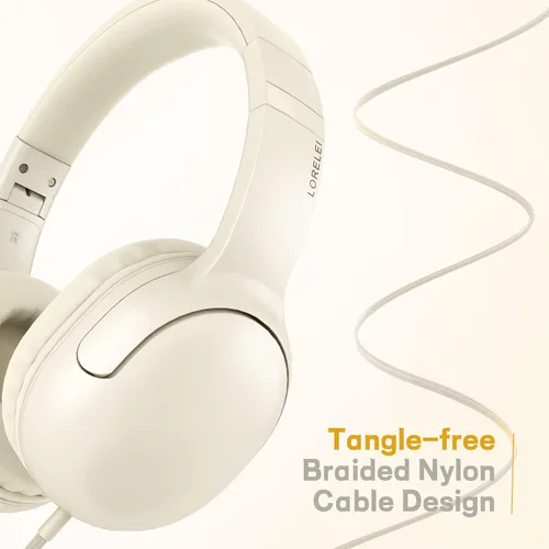 Vista 4 de LORELEI E5 Auriculares con Cable para Niños Plegables y Conector de 3.5mm Cable de Nylon Sin Enredos Auriculares Estéreo Sobre la Oreja