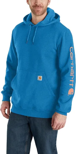 Vista 63 de Carhartt Sudadera de ajuste holgado para hombre con logotipo en la manga, de peso medio, gráfica, liquidación Terreno ámbar