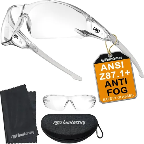 Vista 19 de HTS HUNTERSKY ANSI Z87.1 Gafas de seguridad antivaho envolventes transparentes, gafas de laboratorio para pickleball y química con resistencia a