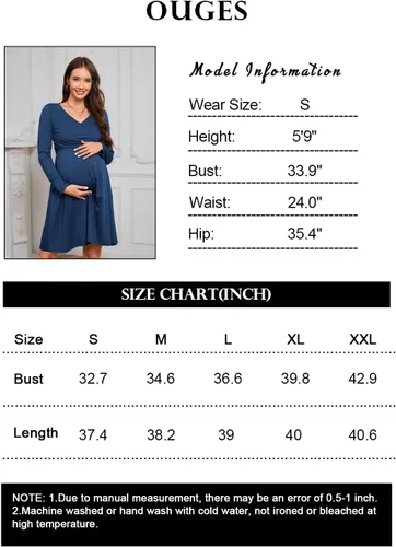 Vista 5 de OUGES Vestidos de maternidad con cuello en V para mujer, vestido de lactancia materna, baby shower