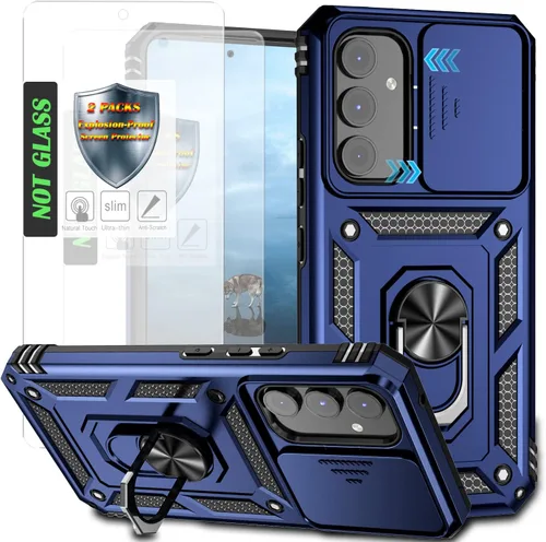 Vista 23 de Funda para Galaxy A26 con cubierta para lente de cámara, protector de pantalla HD, protección contra caídas de grado militar, soporte de anillo