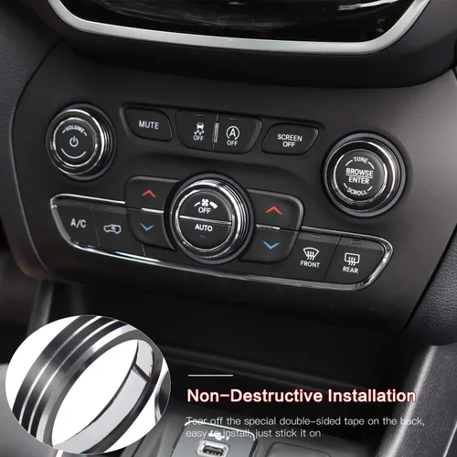 Vista 5 de CheroCar Pomos de radio CA - Cubierta de botón para Jeep Cherokee 2014-2020, para Jeep Grand Cherokee 2014-2020, para Dodge Durango 2014-2015