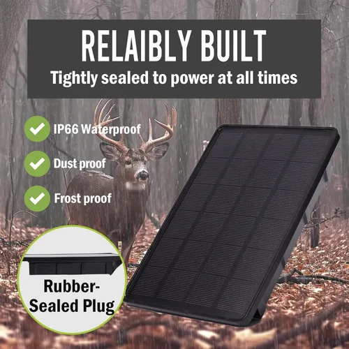 Vista 6 de Panel solar de cámara de rastro de 5 V/12 V, batería de panel solar de 4 W con batería de iones de litio de 8000 mAh, clasificación impermeable