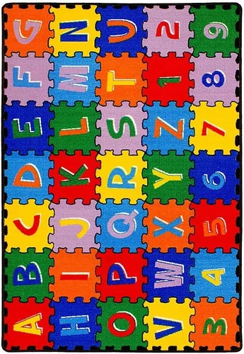 Vista 2 de iSavings - Alfombra de área para niños/habitación de bebé/guardería/aula/sala de juegos. Rompecabezas ABC (A-Z y 1-9). Educativo. Divertido.
