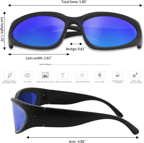 Vista 4 de knliwkm Gafas de sol deportivas envolventes plateadas Y2K futuristas ovaladas para mujeres y hombres 2022 a la moda