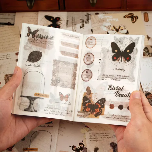 Vista 7 de Dizdkizd Calcomanías Washi con Temática Celestial para Journaling, Libro de Calcomanías de Efímera Vintage con 180 Calcomanías de Planetas y 20