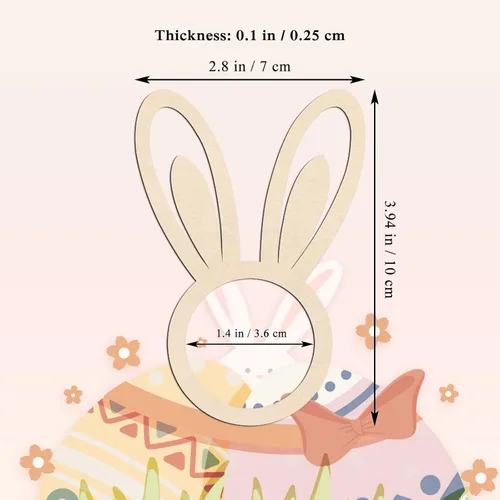Vista 2 de 20 servilleteros de madera de Pascua con forma de conejito de madera en forma de oreja, servilleteros con forma de conejo, tarjetas de lugar