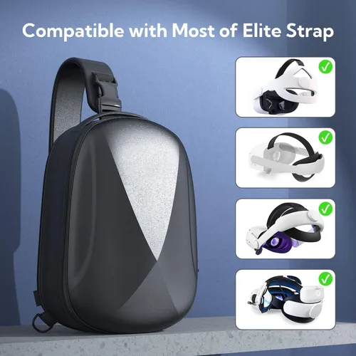 Vista 4 de ZYBER Hard Carrying Case for Meta Quest 2, Black Backpack Travel Case for Oculus Quest 2 Accessories