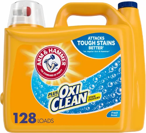 Vista 15 de ARM & HAMMER Plus OxiClean Ultra Stain Fighters - Detergente líquido para ropa Removedor de manchas para ropa, aroma a prado limpio, 74 cargas