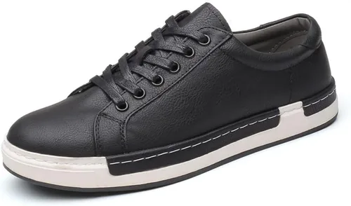 Vista 2 de Santimon Tenis clásicos para hombre, de piel, con cordones, para vestir, Oxfords