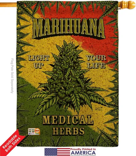 Vista 2 de Marihuana Burlap House Flags 2 pcs Pack Novelty Trendy Popular New Trend Interesting Exciting Small Decorative Gift Yard Banner Double-Sided Made In