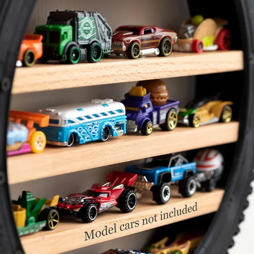 Vista 9 de Tapeera Soporte para exhibición de autos modelo – Organizador de autos de juguete, gabinete de pared para neumáticos, con capacidad para hasta 18