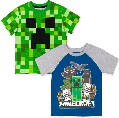 Vista 4 de Minecraft Paquete de 2 camisetas gráficas de manga corta para niños