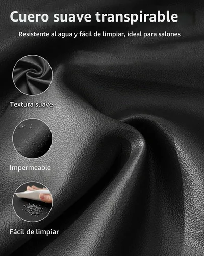 Vista 7 de Silla de salón profesional Baasha completamente negra, silla de estilo hidráulica de lujo con cuero PU suave, cojín de espuma de alta densidad, giro