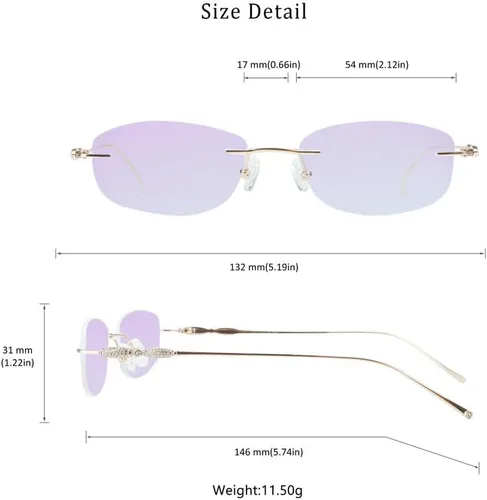 Vista 44 de LifeArt Pure Titanium Frame Glasses/Blue Light Blocking Reading Glasses, Reduce Eyestrain, Stylish for Men and Women 3033_(champán Clear)