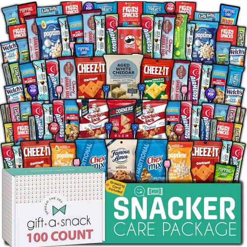 Vista 23 de Gift A Snack - Caja de aperitivos paquete variado de dulces + tarjeta