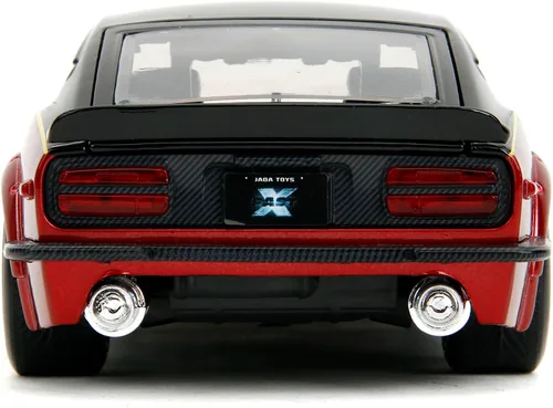 Vista 7 de 1972 Datsun 240Z Negro y Rojo Metálico con Gráficos Fast X (2023) Película Fast & Furious Series 1/24 Modelo de coche fundido a troquel por Jada