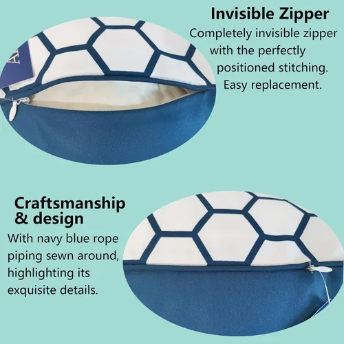 Vista 8 de Funda de almohada decorativa para sofá, funda de almohada Accent Carra, 12 x 24 pulgadas, hexagonal, geométrico, panal de abeja, azul marino