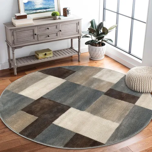 Vista 33 de Superior alfombra de área de la colección diseñador Clifton, 8 mm de altura de apilado, con respaldo de yute, diseño geométrico contemporáneo, Beige