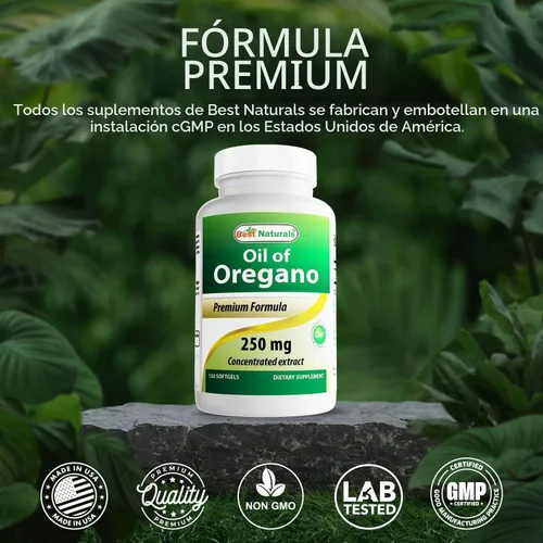 Vista 5 de Best Naturals Aceite de orégano 250 mg cápsulas blandas, 120