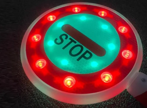 Vista 5 de Señal de parada LED recargable de mano, señal de semáforo recargable, estacionamiento, señal de luz de advertencia de seguridad de tráfico, lámpara