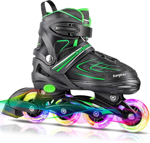 Vista 10 de Patines en línea ajustables, patines en línea para exterior con ruedas completamente iluminadas para niños y adultos, mujeres, niñas y niños