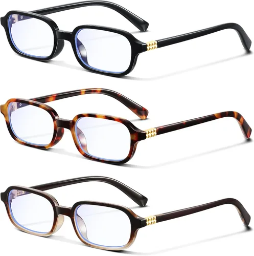Vista 10 de Retro Rectangle Glasses for Women Small Square Blue Light Blocking Glasses Reduce Eye Strain
