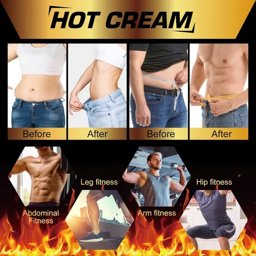 Vista 4 de Crema de sudor caliente, crema quemadora de grasa para vientre, crema natural potenciadora del sudor para hombres y mujeres, crema de entrenamiento