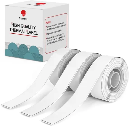 Vista 12 de Etiquetas D30, 3 rollos de etiquetas Phomemo (0.47 x 1.57 pulgadas), calcomanías térmicas autoadhesivas para D30, para nombre, suministros Blanco