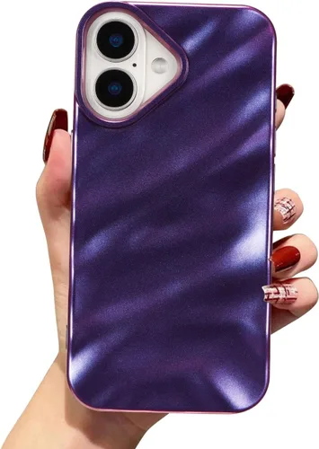 Vista 65 de QLTYPRI Funda compatible con iPhone 11, bonita funda con patrón de ondas de agua para niñas y mujeres, delgada, satinada, brillante, suave, de Beige