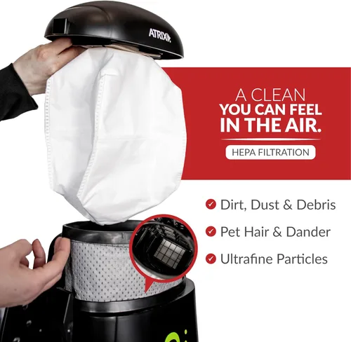 Vista 7 de Atrix VACBP10 - Aspiradora ergonómica de mochila, paquete premium con 10 filtros, filtro HEPA de 8 cuartos de galón, aspiradora pequeña portátil