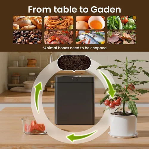 Vista 6 de TOPZEE Contenedor eléctrico de compostaje para cocina, compostador inteligente de encimera de 3 litros con limpieza automática sin olor, bajo ruido