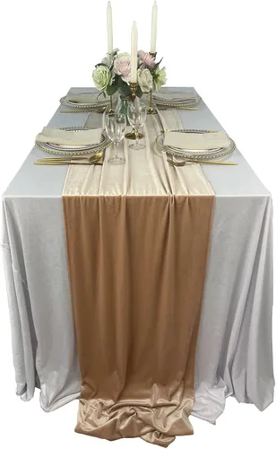 Vista 28 de Lujoso camino de mesa de terciopelo, decoraciones de recepción de boda de 10 pies, tela de terciopelo suave de 20 x 120 pulgadas, revestimiento