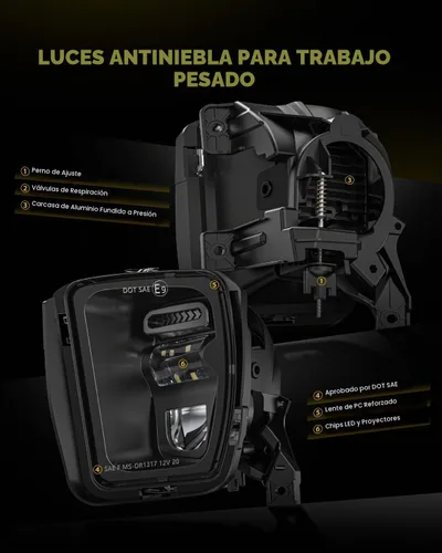 Vista 4 de Juego de luces LED antiniebla compatibles con Dodge Ram 1500 de 4ª generación, 2013-2018, 2019-2020 Classic, kit de luces LED antiniebla de repuesto