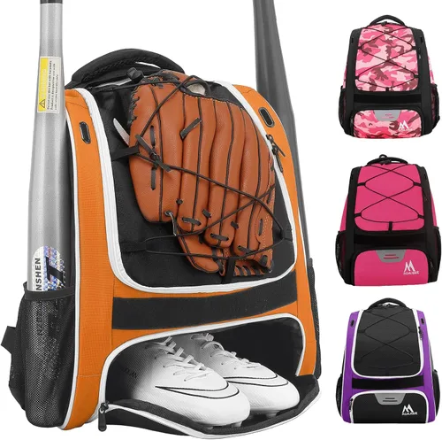 Vista 10 de Hsmihair Bolsa de béisbol - Mochila de béisbol para béisbol, compartimento principal grande, softball y equipo para jóvenes y adultos