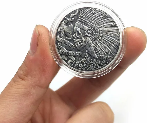 Vista 3 de Native Americans Tribe Chieftain Skull Eagle Crest Hobo Nickel Antique Silver Plating Collection Challenge Coin