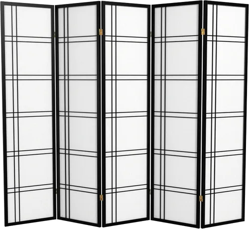 Vista 20 de Oriental Furniture - Pantalla Shoji de doble cruz de 6 pies de alto, color negro, 3 paneles