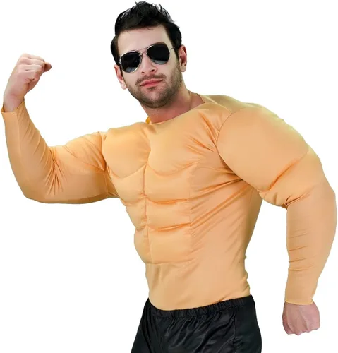 Vista 2 de flatwhite Disfraz de traje muscular para hombre amarillo talla única