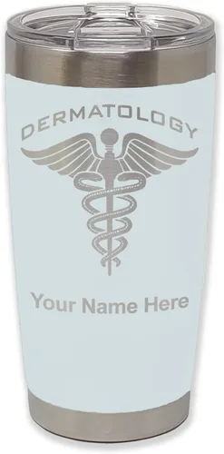Vista 10 de LaserGram Vaso aislado al vacío de 20 onzas, dermatología, grabado personalizado incluido (negro)
